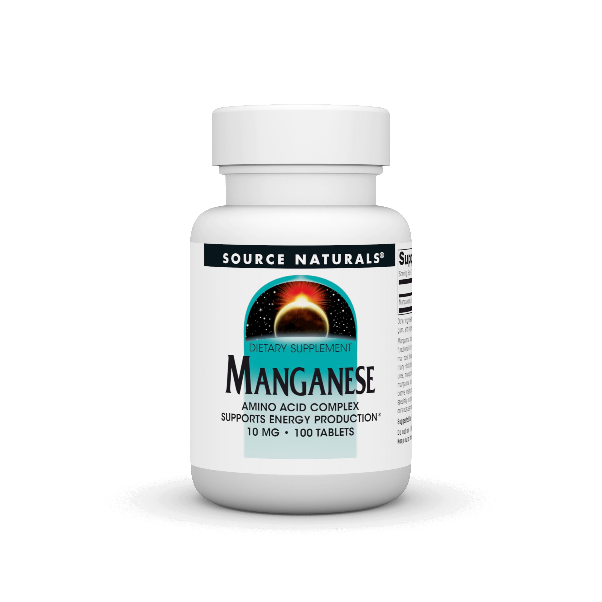 Front view of Source Naturals Manganese 100 tablets bottle