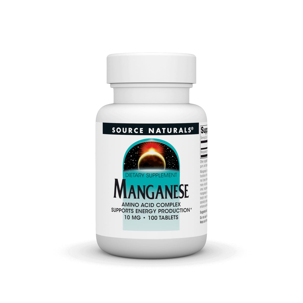 Front view of Source Naturals Manganese 100 tablets bottle
