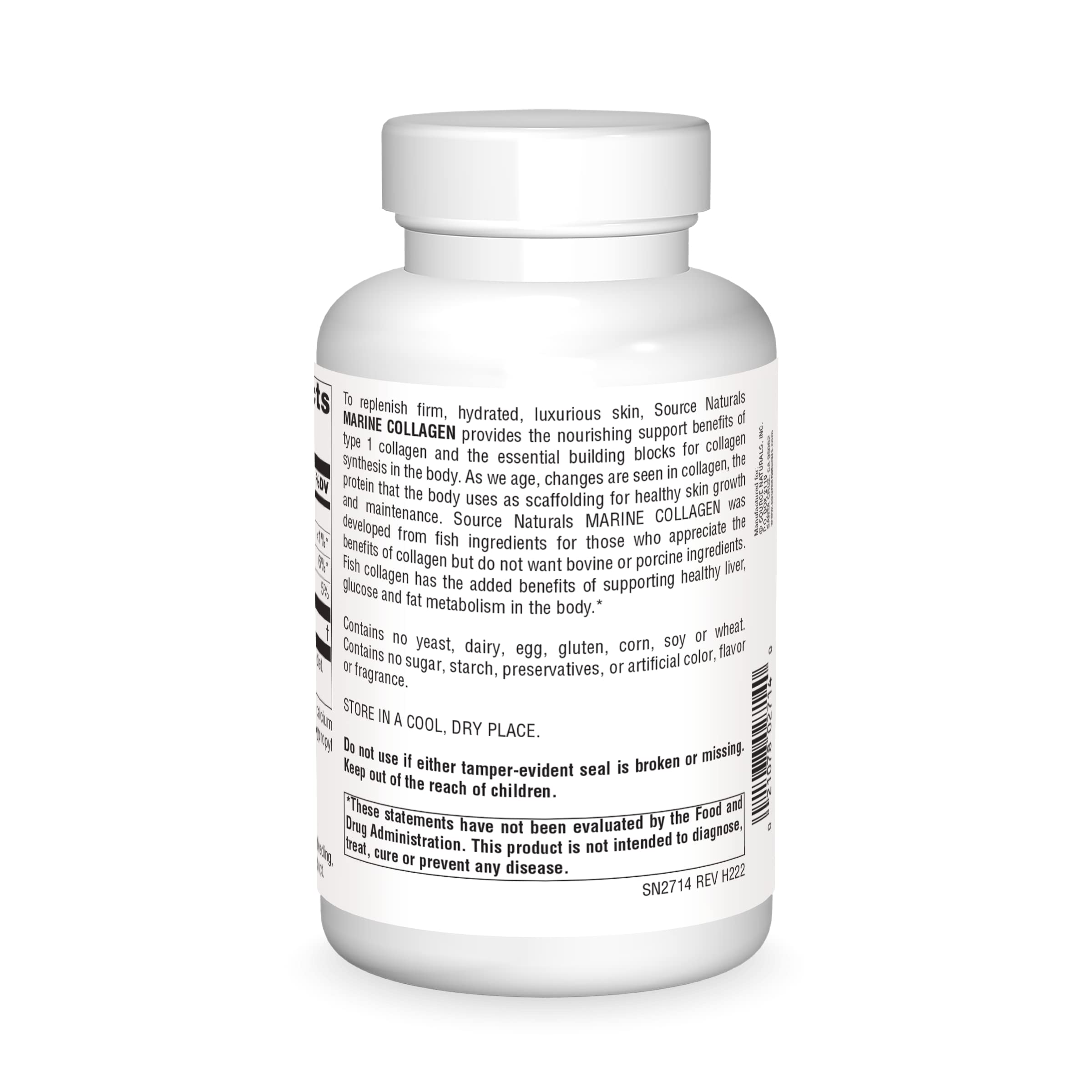Product label for Source Naturals Marine Collagen