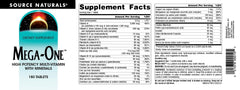 Mega-One nutrition facts panel