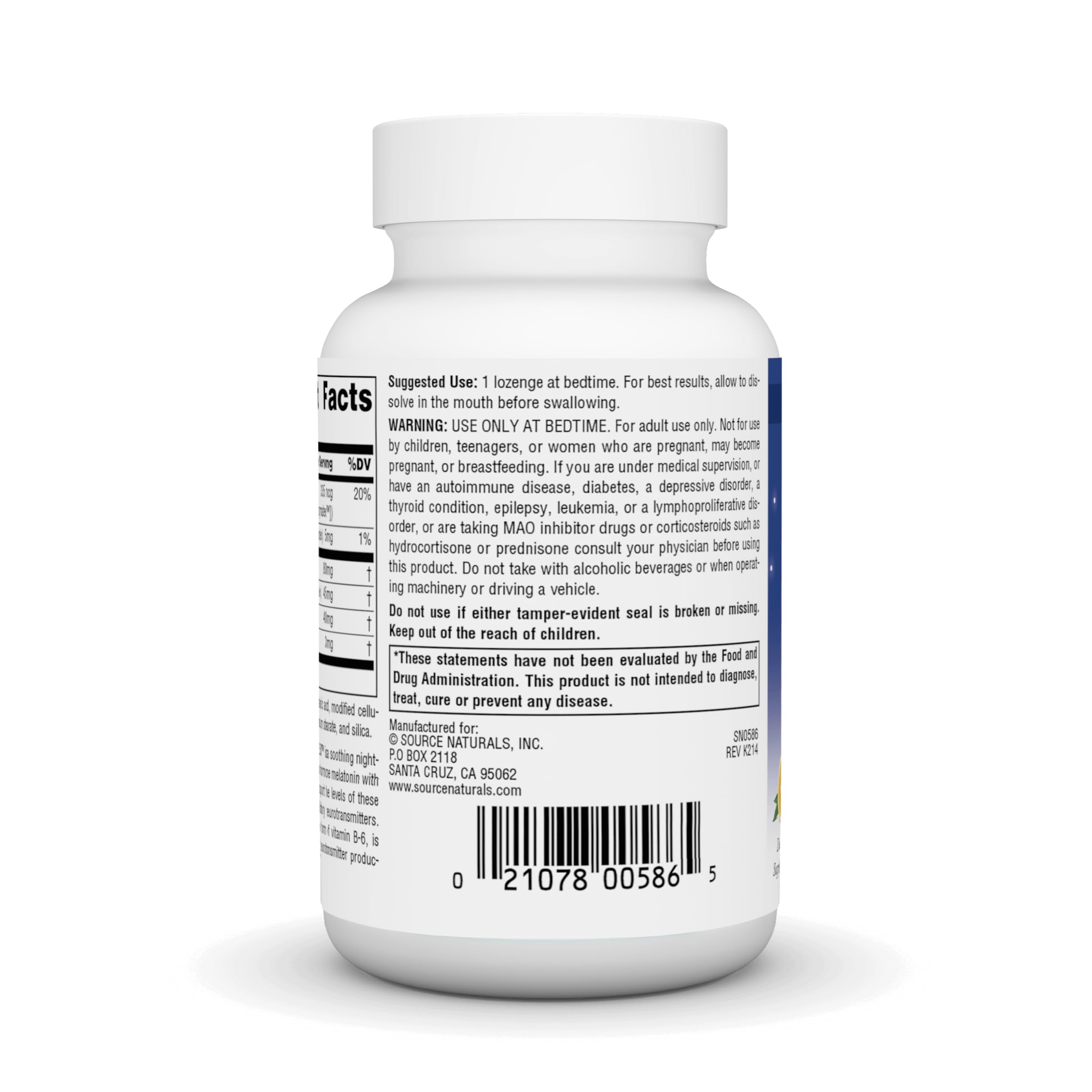 Graphic showing ingredients of Melatonin Complex: melatonin, GABA, glycine, taurine