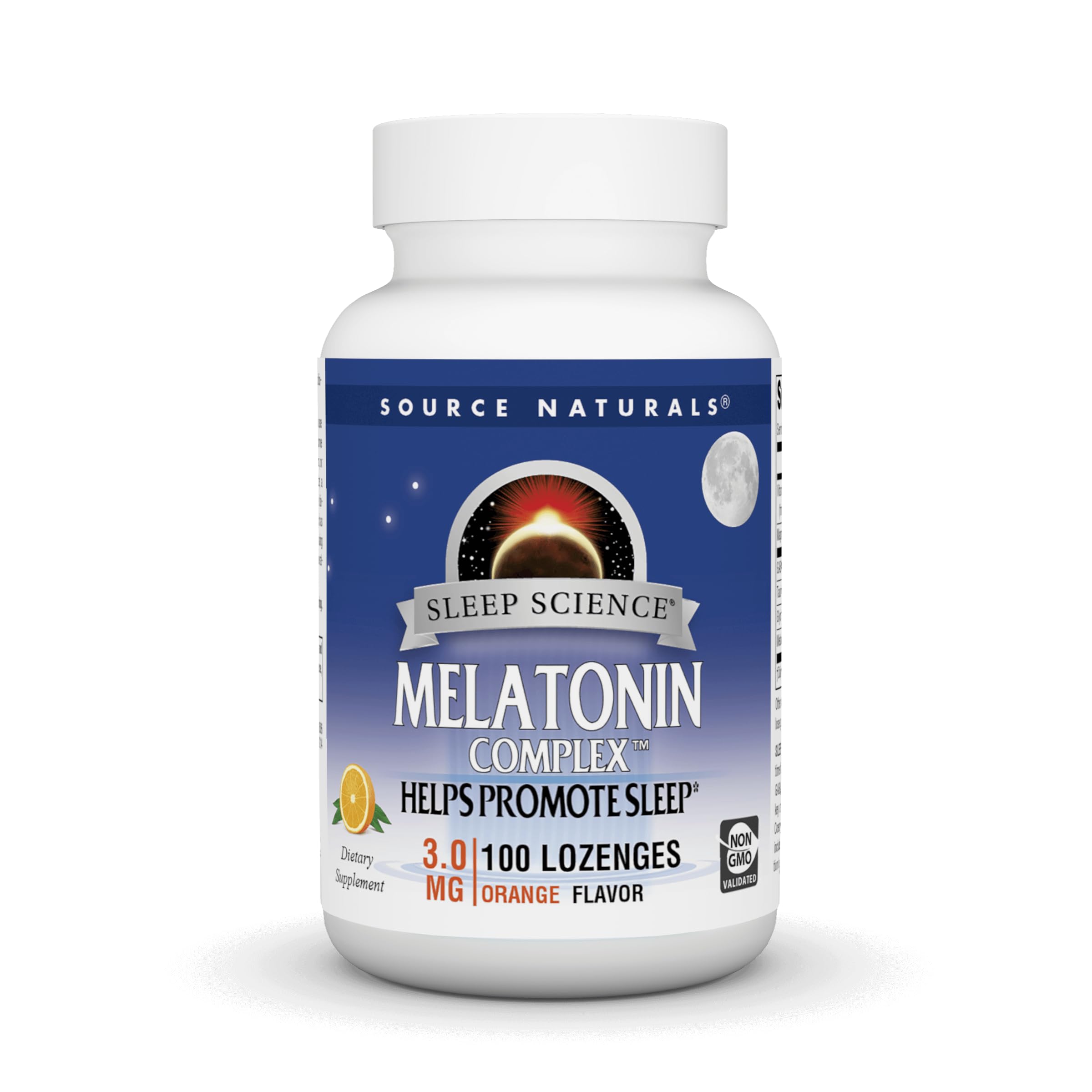 Bottle of Source Naturals Melatonin Complex orange lozenges - 50 count