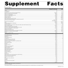 Supplement facts panel from Life Force bottle
