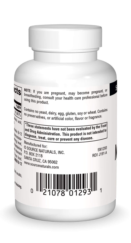 Source Naturals MethylCobalamin B-12 lozenges label and packaging