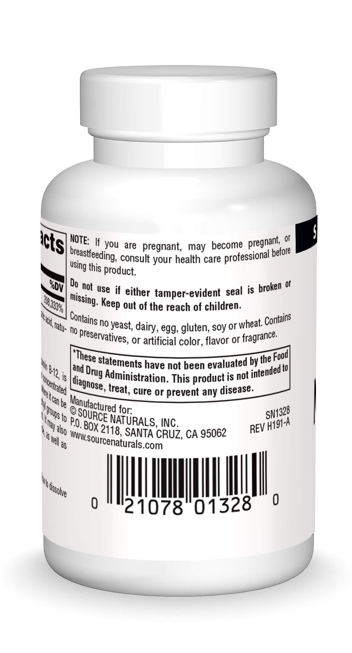 Bottle of Source Naturals methylcobalamin B-12 cherry flavor 5 mg 30 lozenges