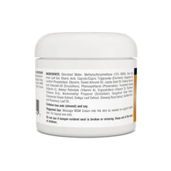 MSM Cream bottle with packaging and 4 oz label