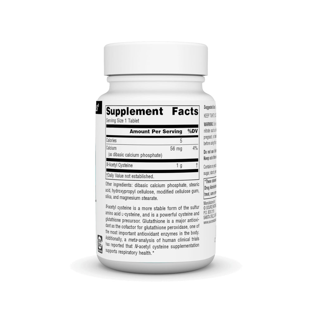 Close-up of NAC 1000 mg bottle label