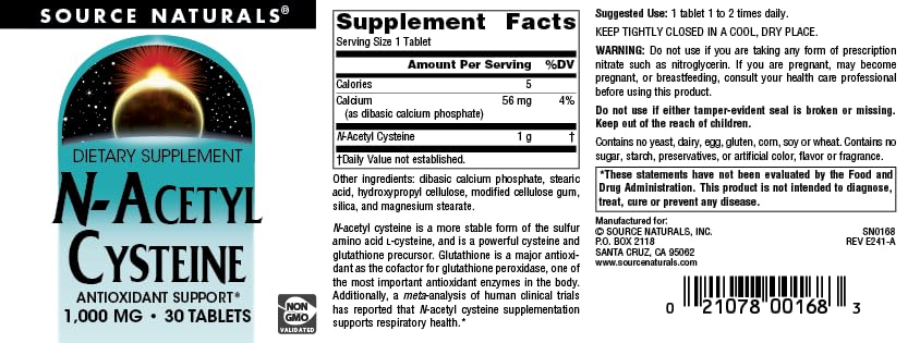 Source Naturals NAC 1000 mg bottle on white background