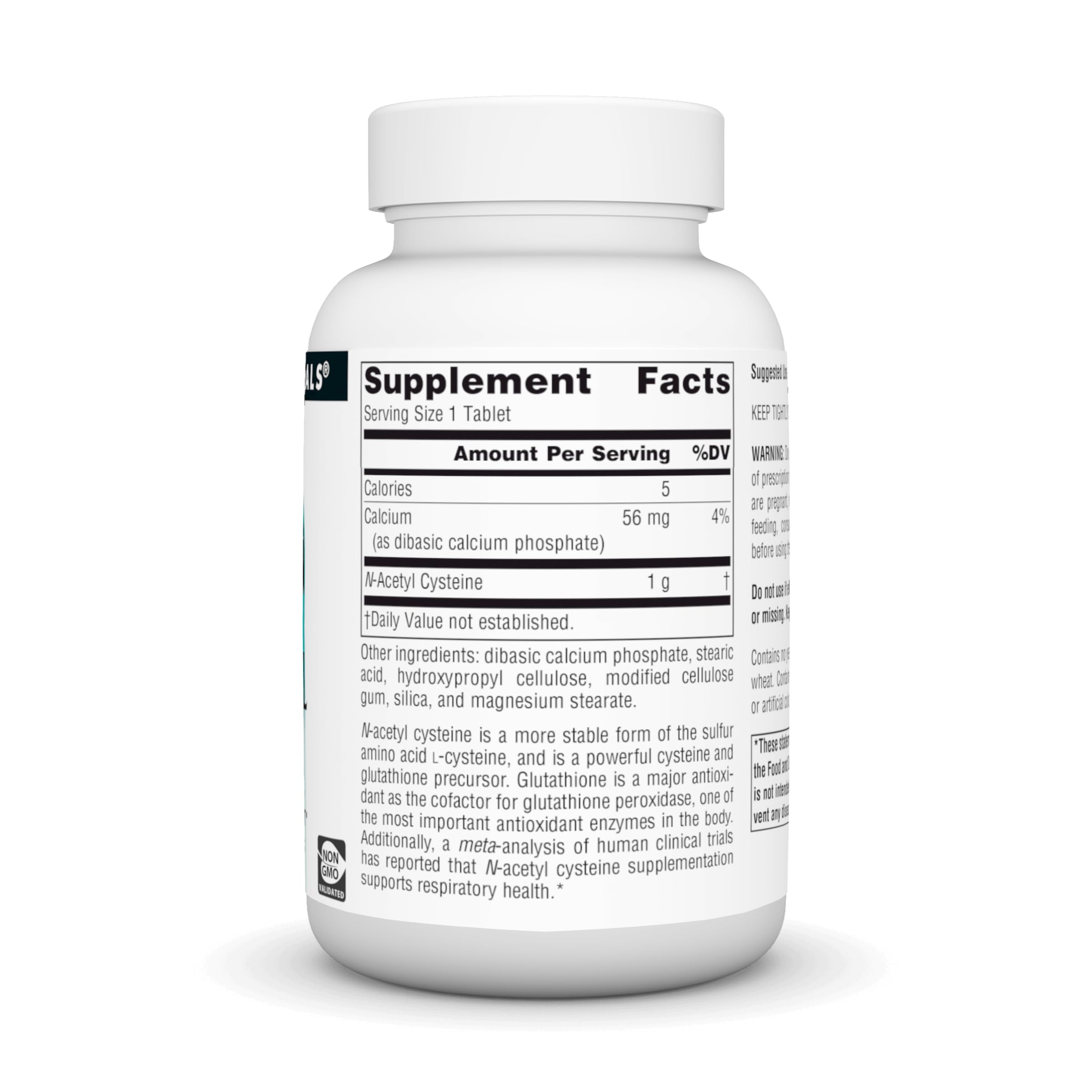 Product label for Source Naturals N-Acetyl Cysteine 1000 mg 60 tablets