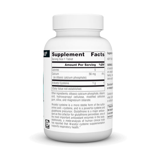 Product label for Source Naturals N-Acetyl Cysteine 1000 mg 60 tablets