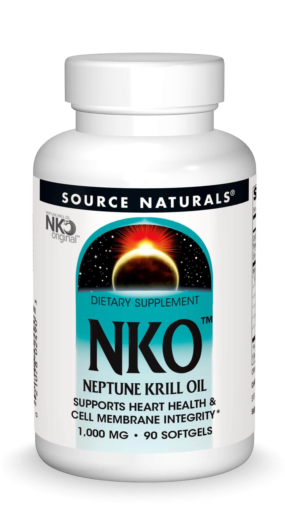 Bottle label for Source Naturals NKO Neptune Krill Oil 1000 mg