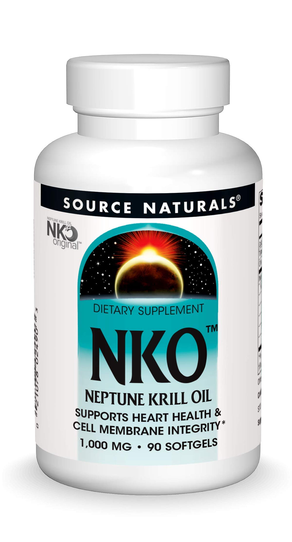 Bottle label for Source Naturals NKO Neptune Krill Oil 1000 mg