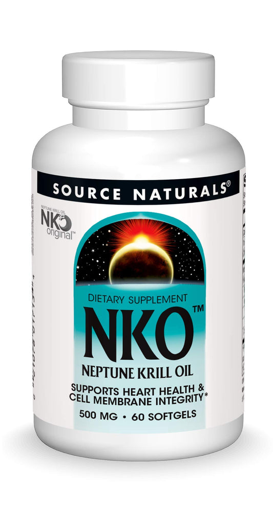 Bottle of Source Naturals NKO Neptune Krill Oil 500 mg softgels