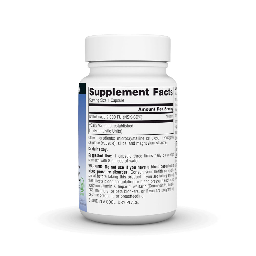 NSK-SD Nattokinase 60 vegan capsules bottle side view