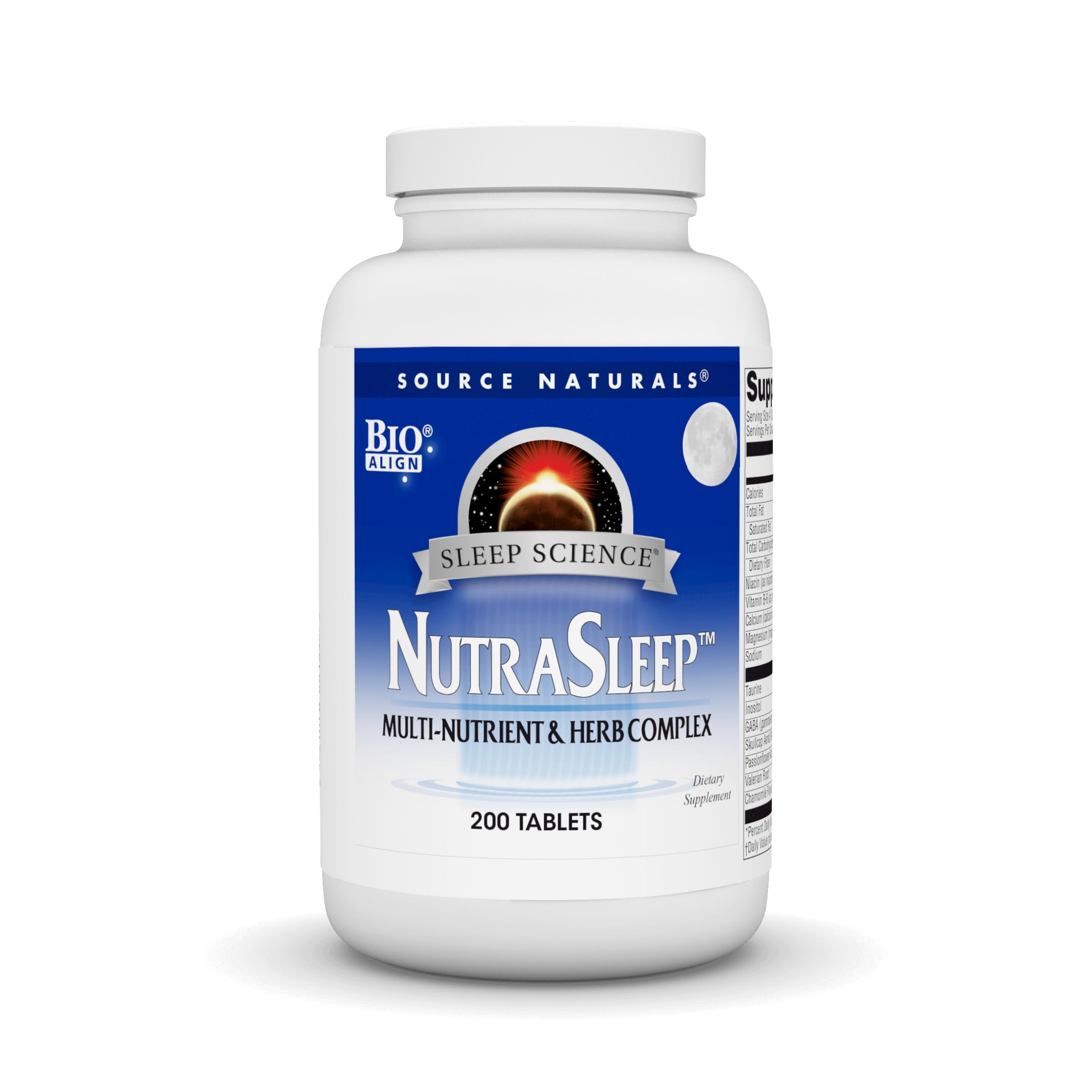 Source Naturals NutraSleep melatonin-free multi-nutrient and herb complex bottle – 200 tablets