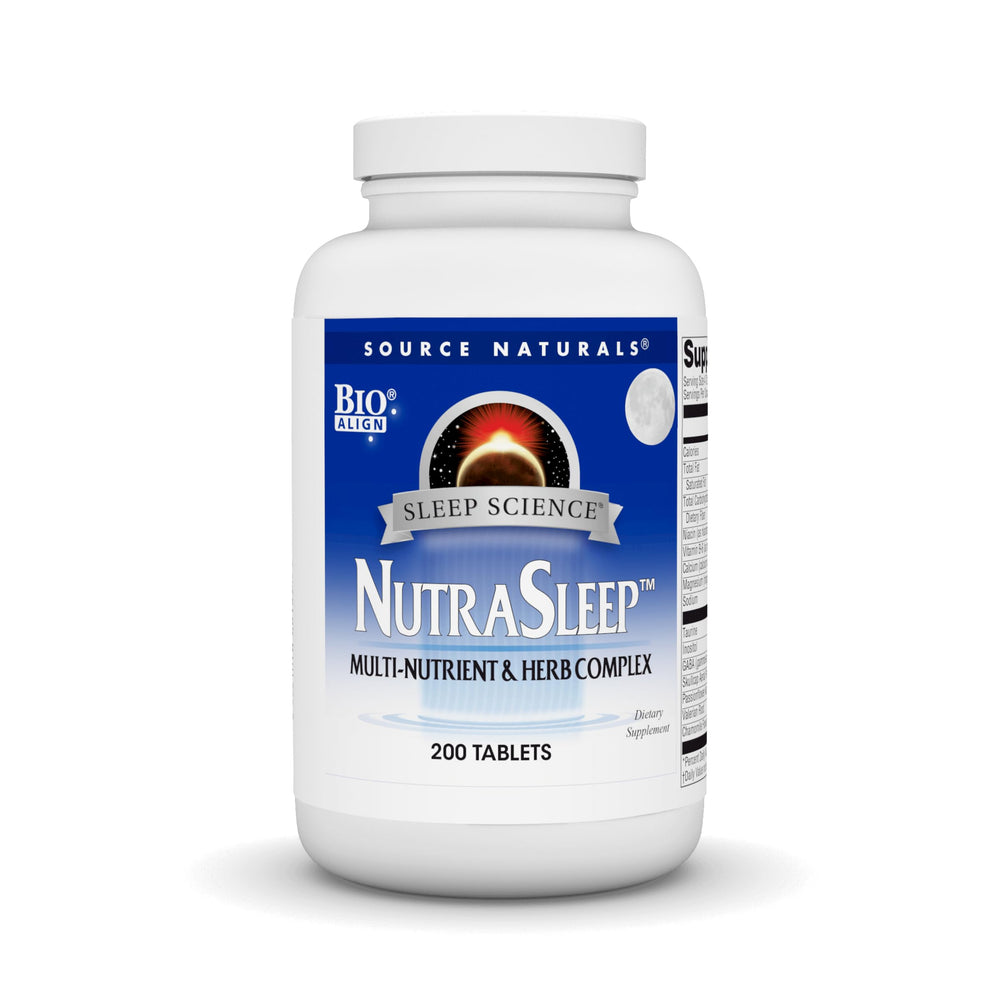 Source Naturals NutraSleep melatonin-free multi-nutrient and herb complex bottle – 200 tablets