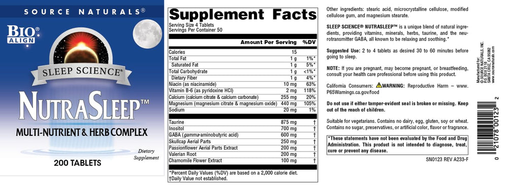 NutraSleep vegetarian-friendly formula packaging and diet notes