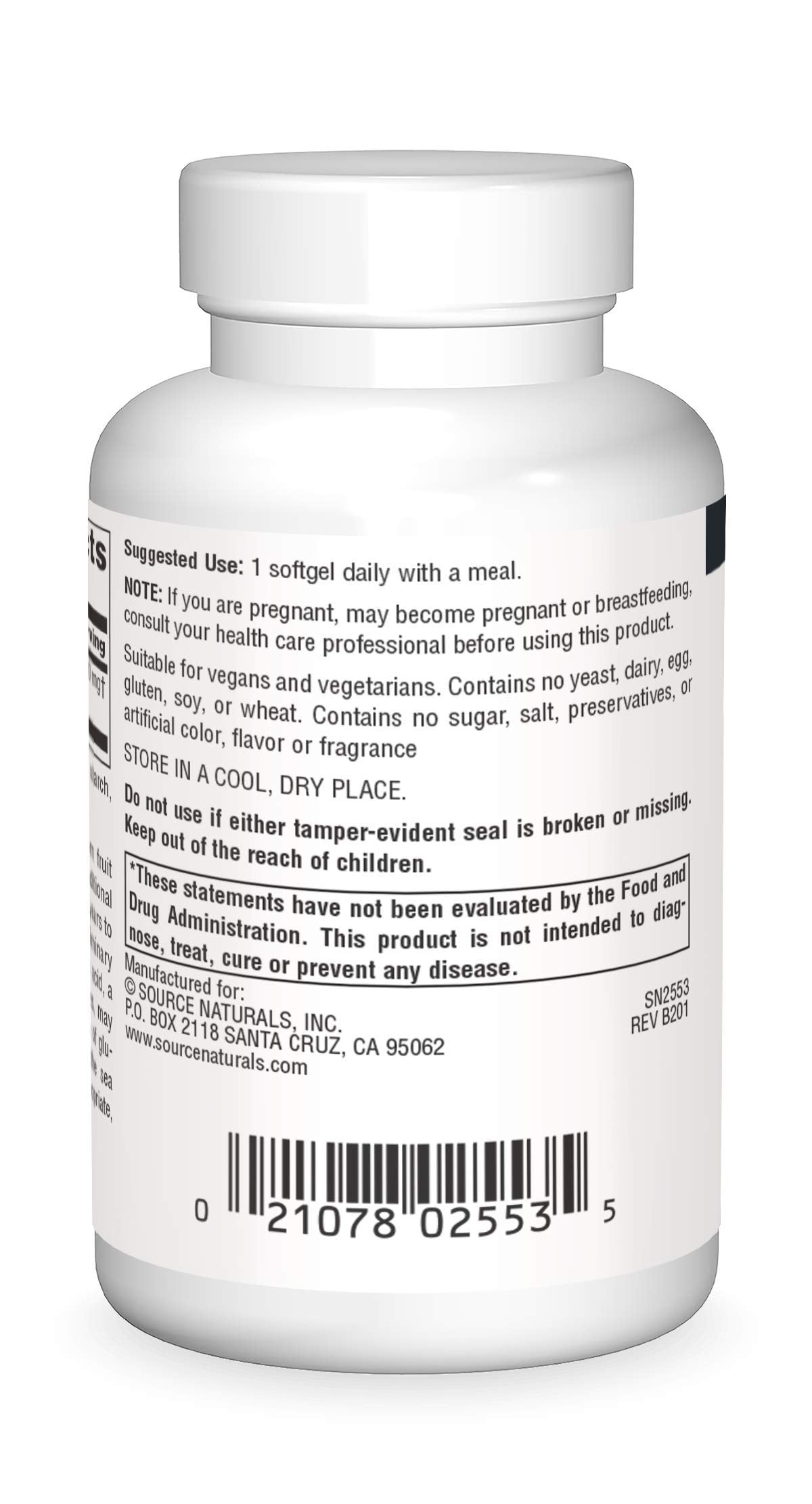 Vegan and Non-GMO badges for Sea Buckthorn Omega-7 softgels