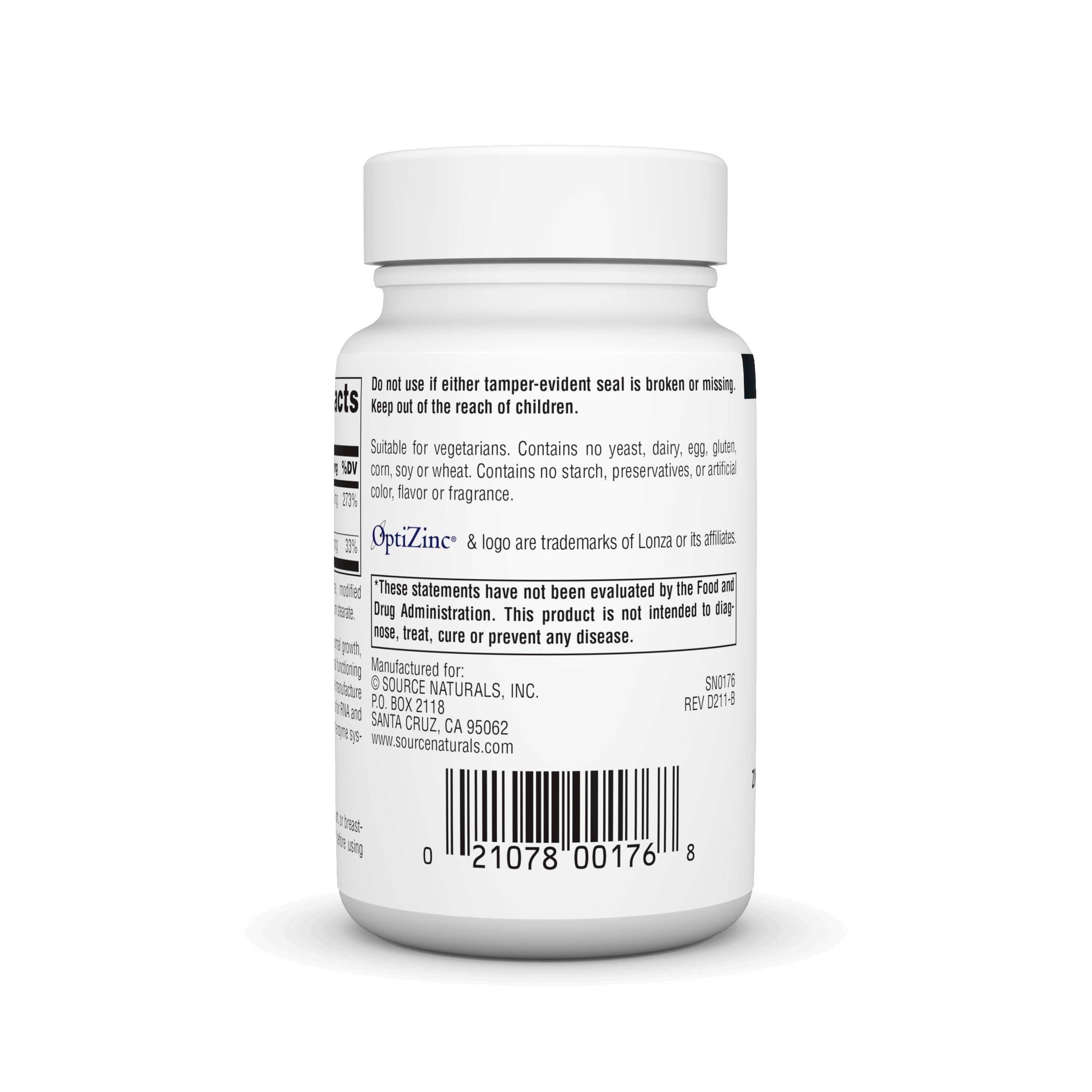 OptiZinc bottle with label close-up