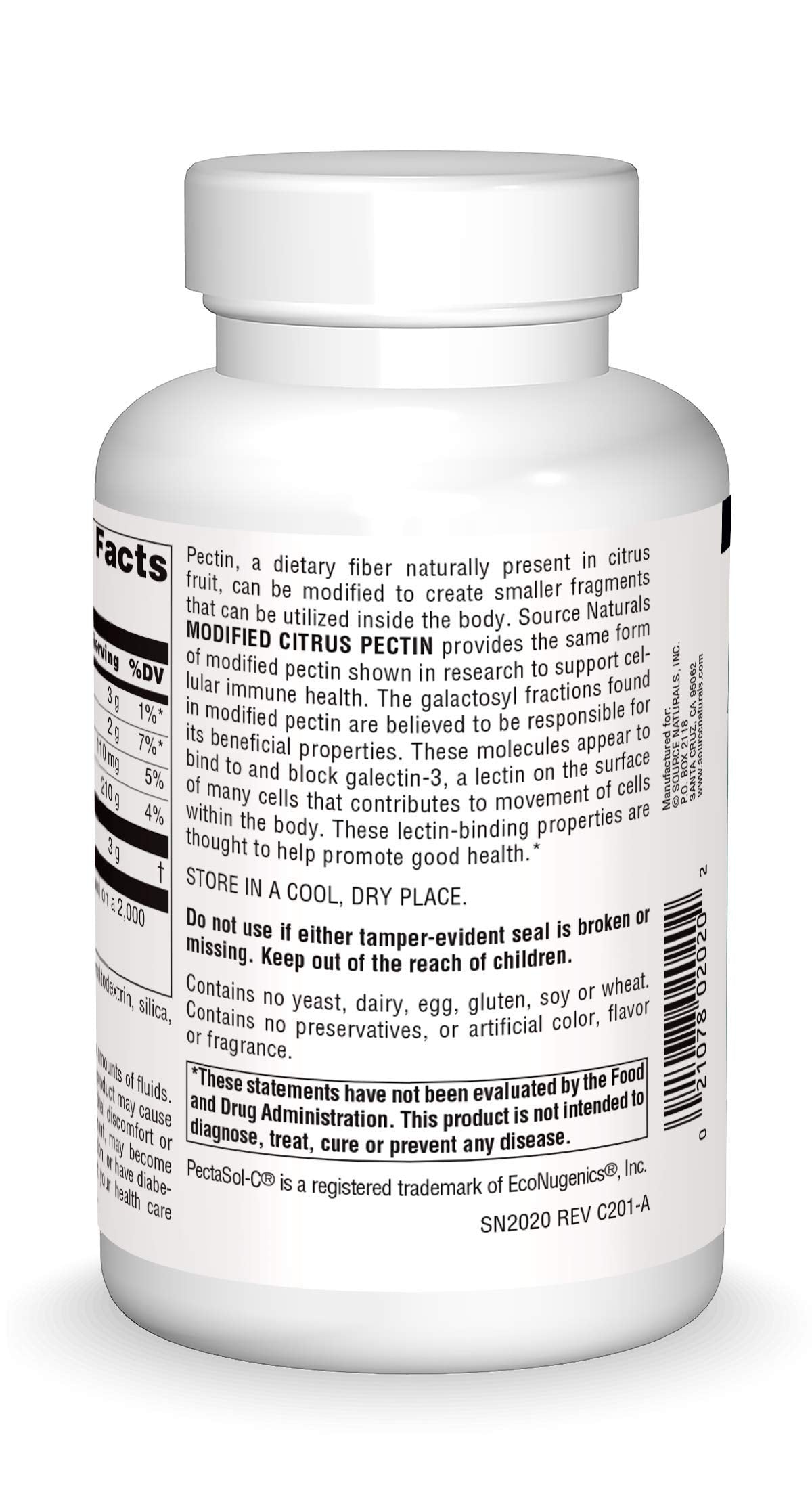 Close-up of PectImmune bottle label with product name