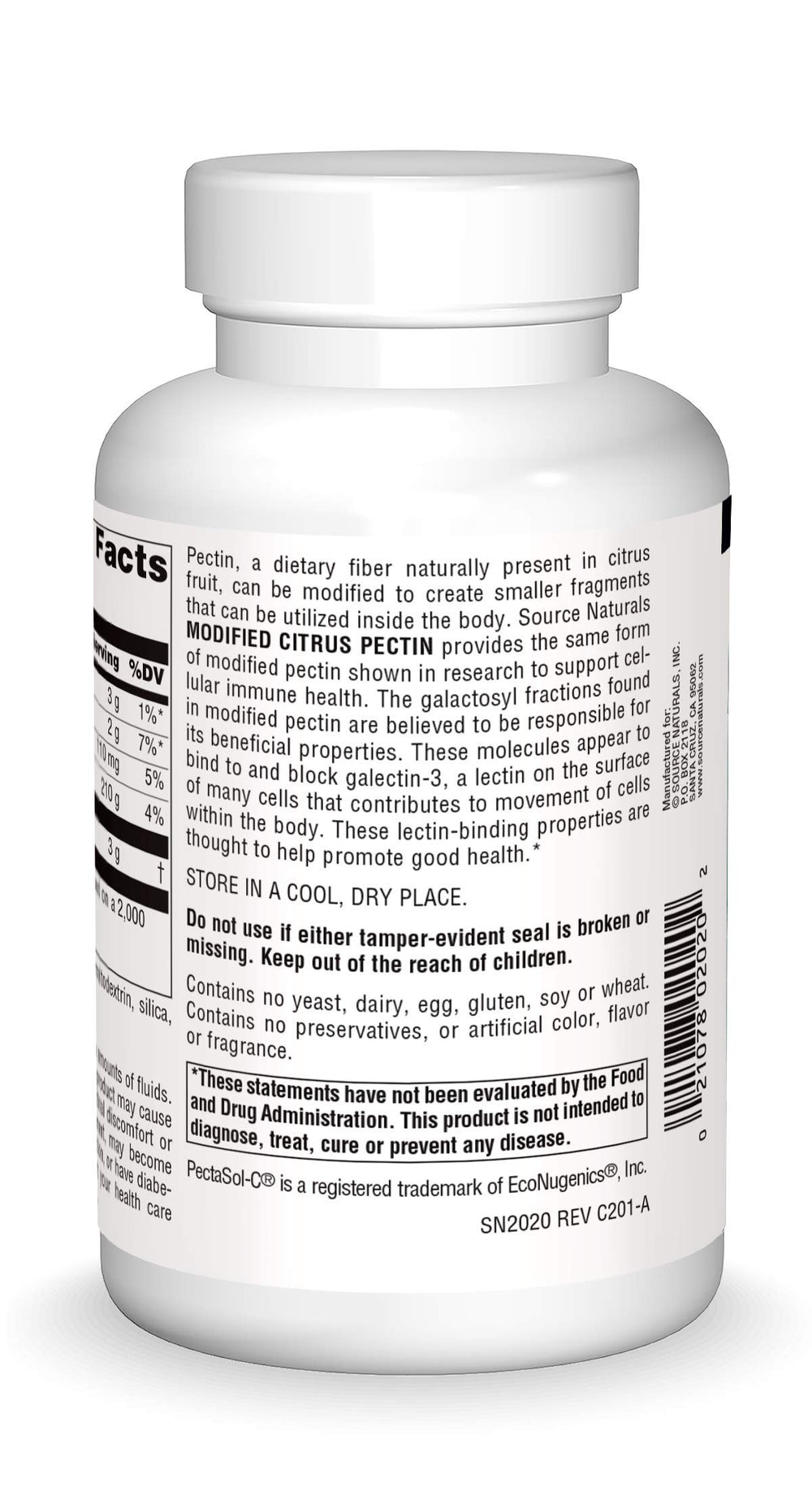 Source Naturals PectImmune capsules close-up with 750 mg statement.