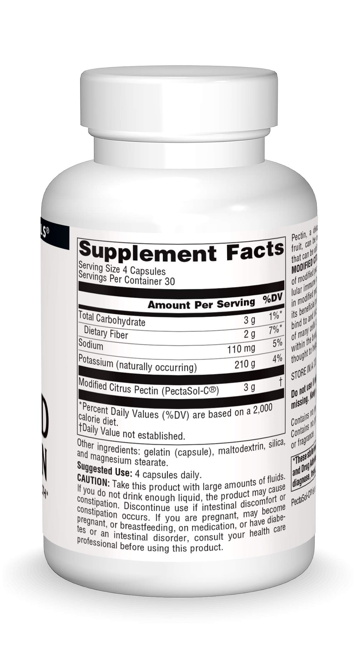 Pouring Source Naturals PectImmune capsules for convenient daily supplementation.