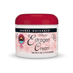Source Naturals Phyto-Estrogen Cream bottle highlights advanced liposomal delivery for smooth skin.
