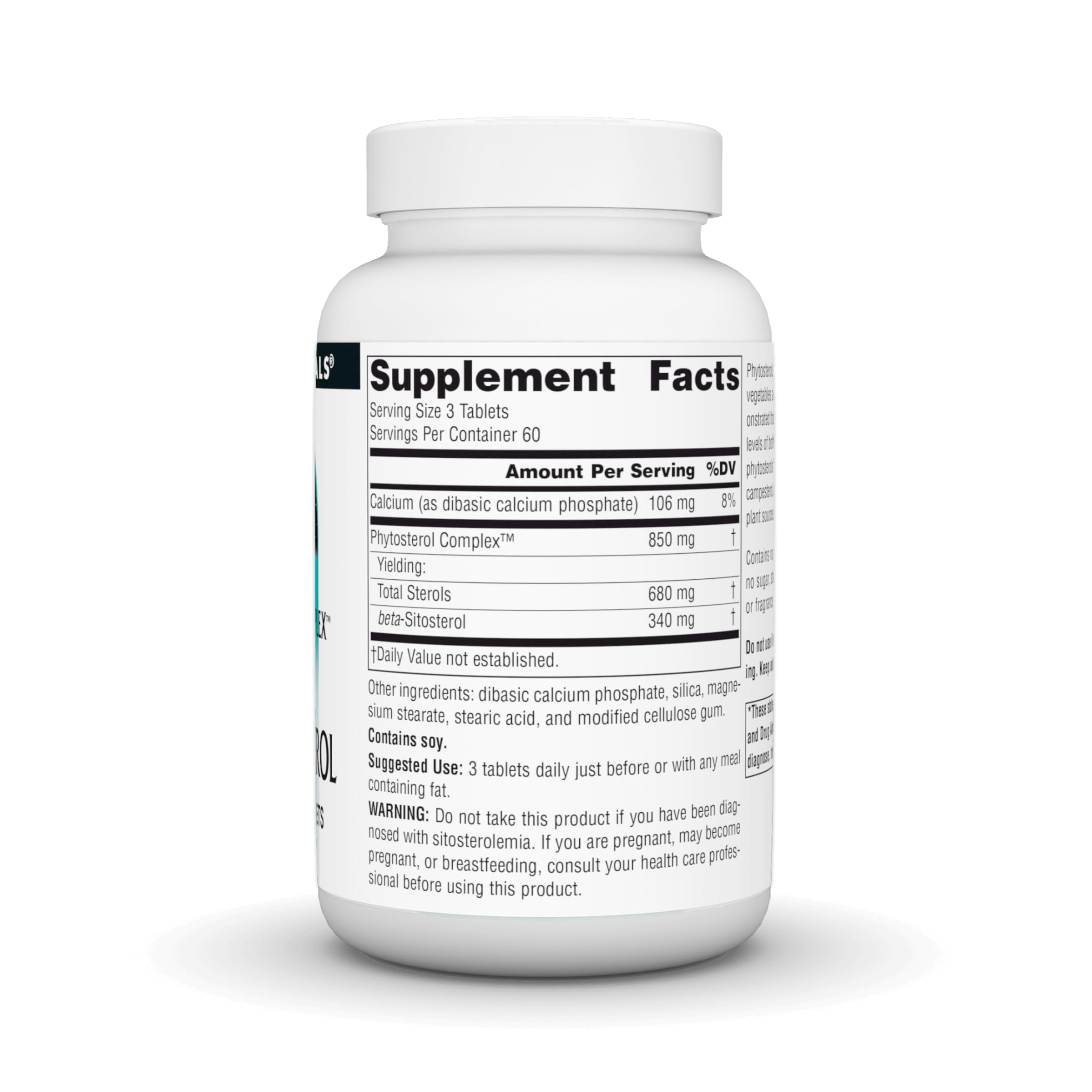 Close-up of Phytosterol Complex label showing 113 mg