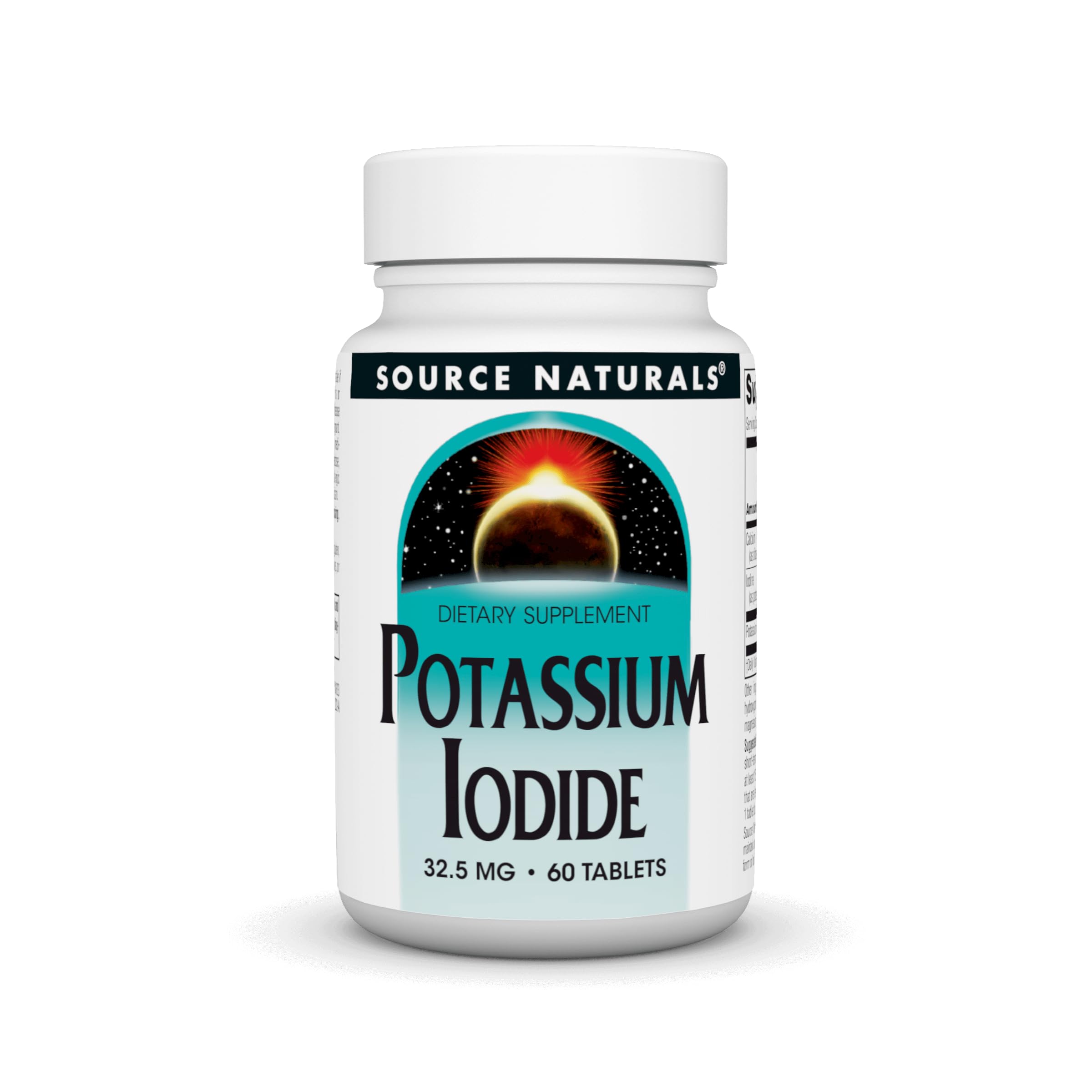 Front view of Source Naturals Potassium Iodide 60 tablets bottle