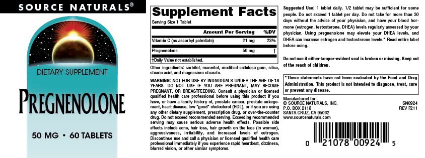 Close-up of Pregnenolone tablets