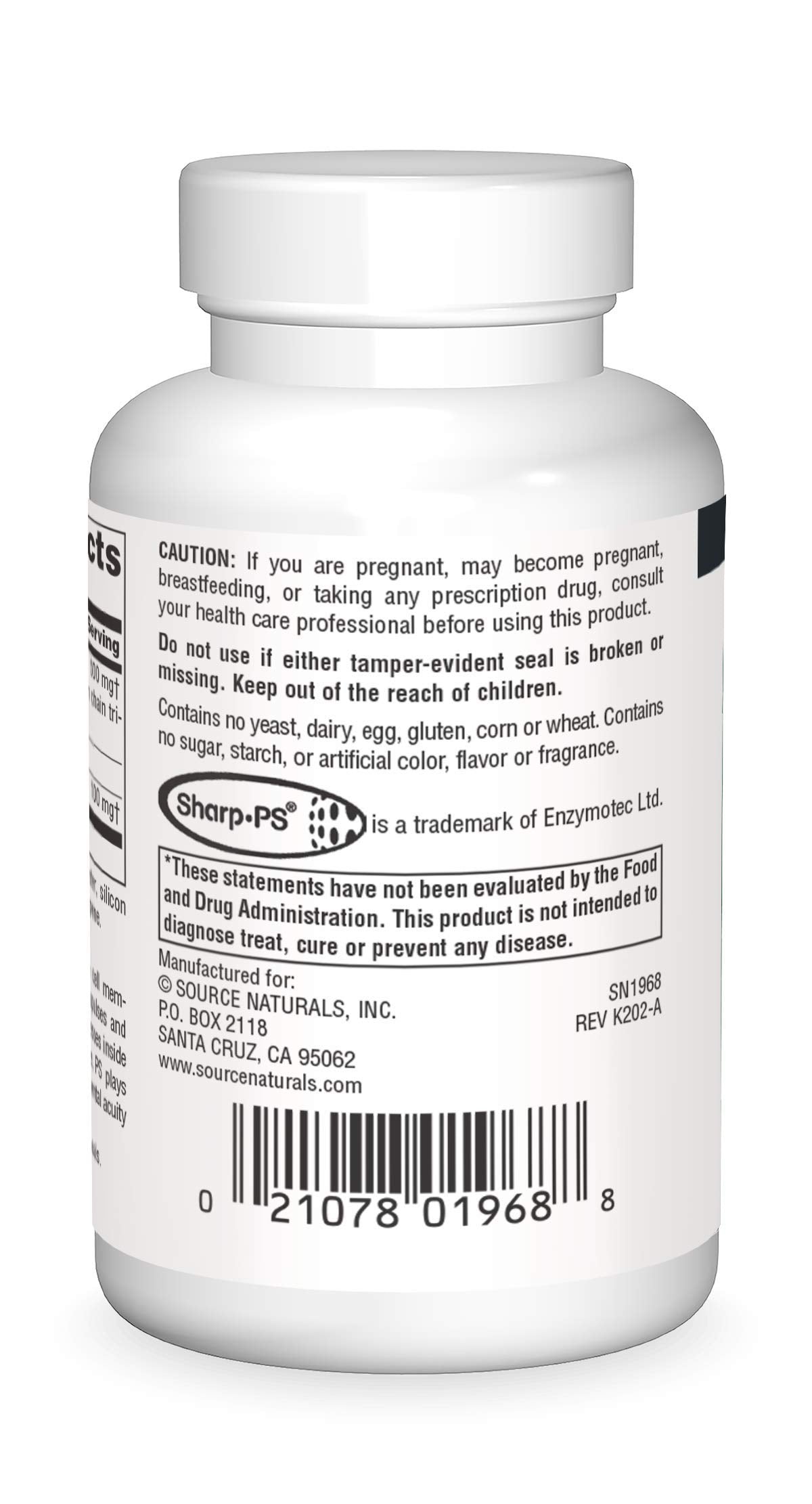 Source Naturals Phosphatidyl Serine Matrix 500 mg bottle label