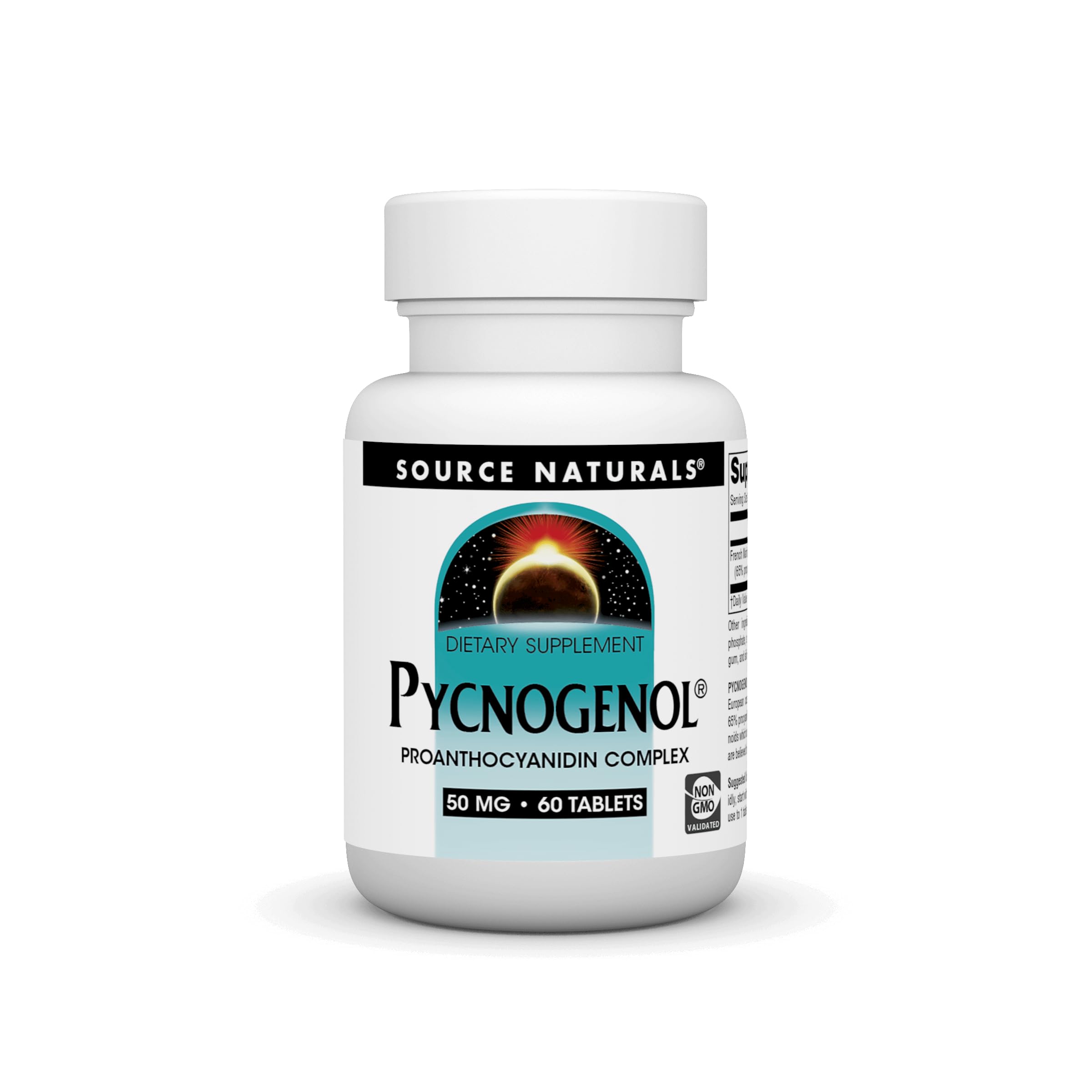 Bottle of Source Naturals Pycnogenol 50 mg Proanthocyanidin Complex — 60 tablets