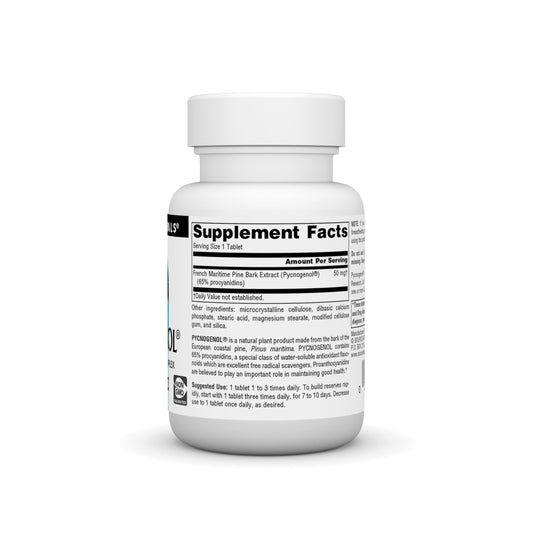 Close-up of Pycnogenol 50 mg tablet