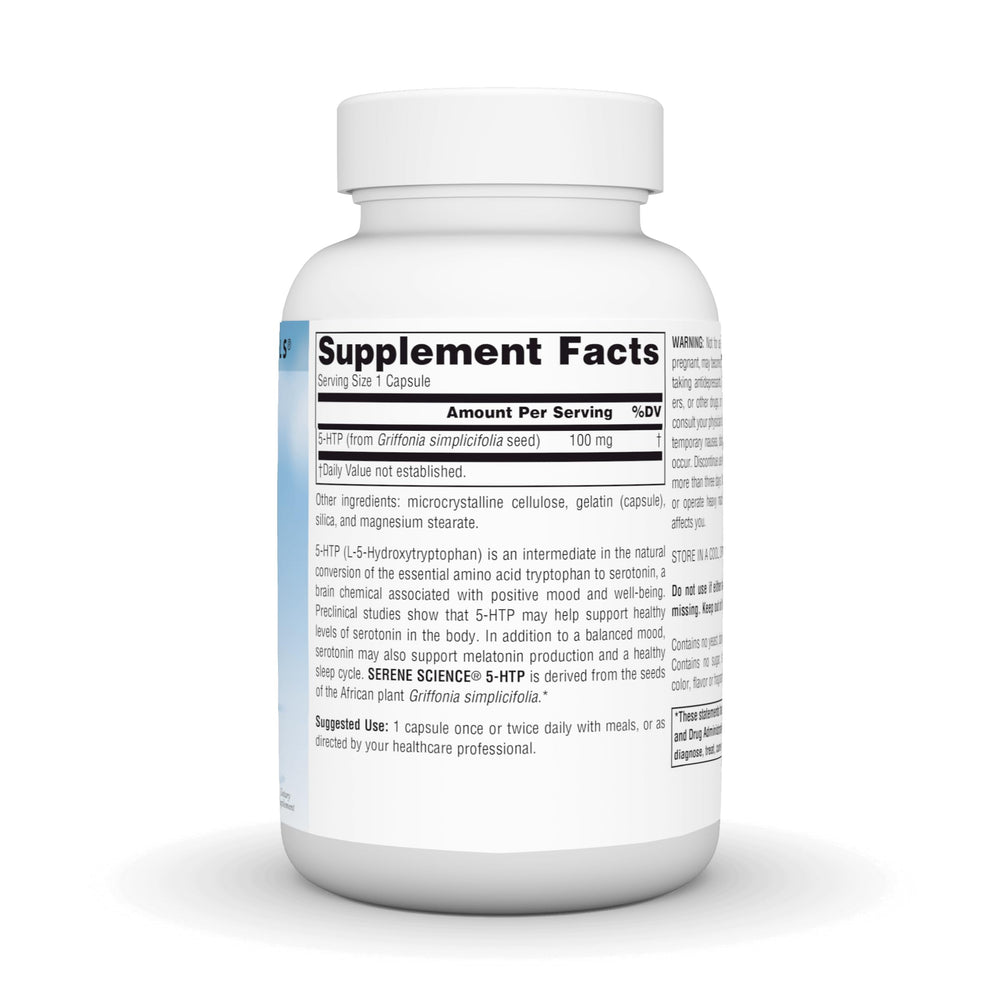 Close-up of Serene Science 5-HTP label