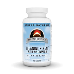 Front view of Source Naturals Serene Science L-Theanine with Magnesium and GABA bottle