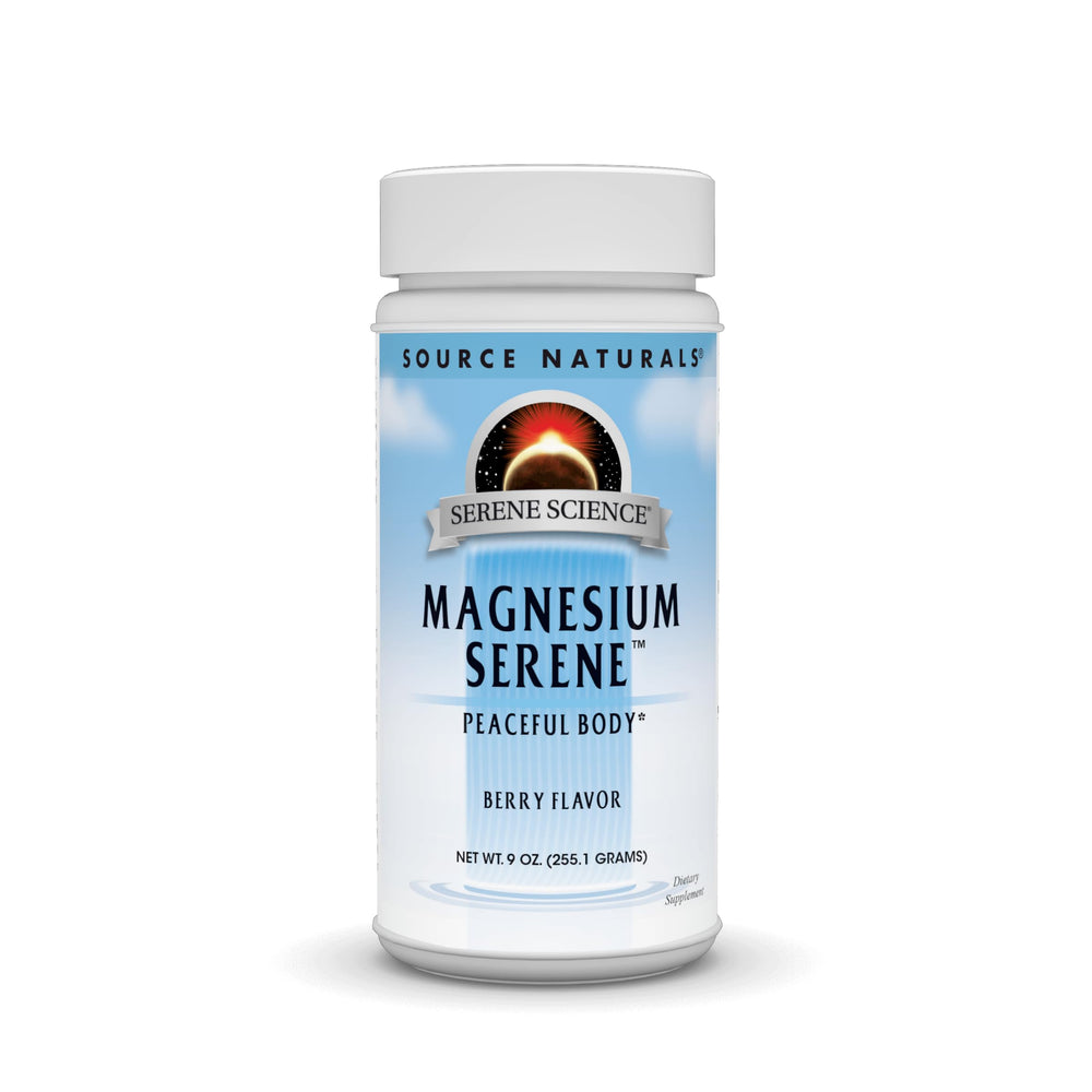 Front label view of Source Naturals Serene Science Magnesium Serene Berry 9 oz