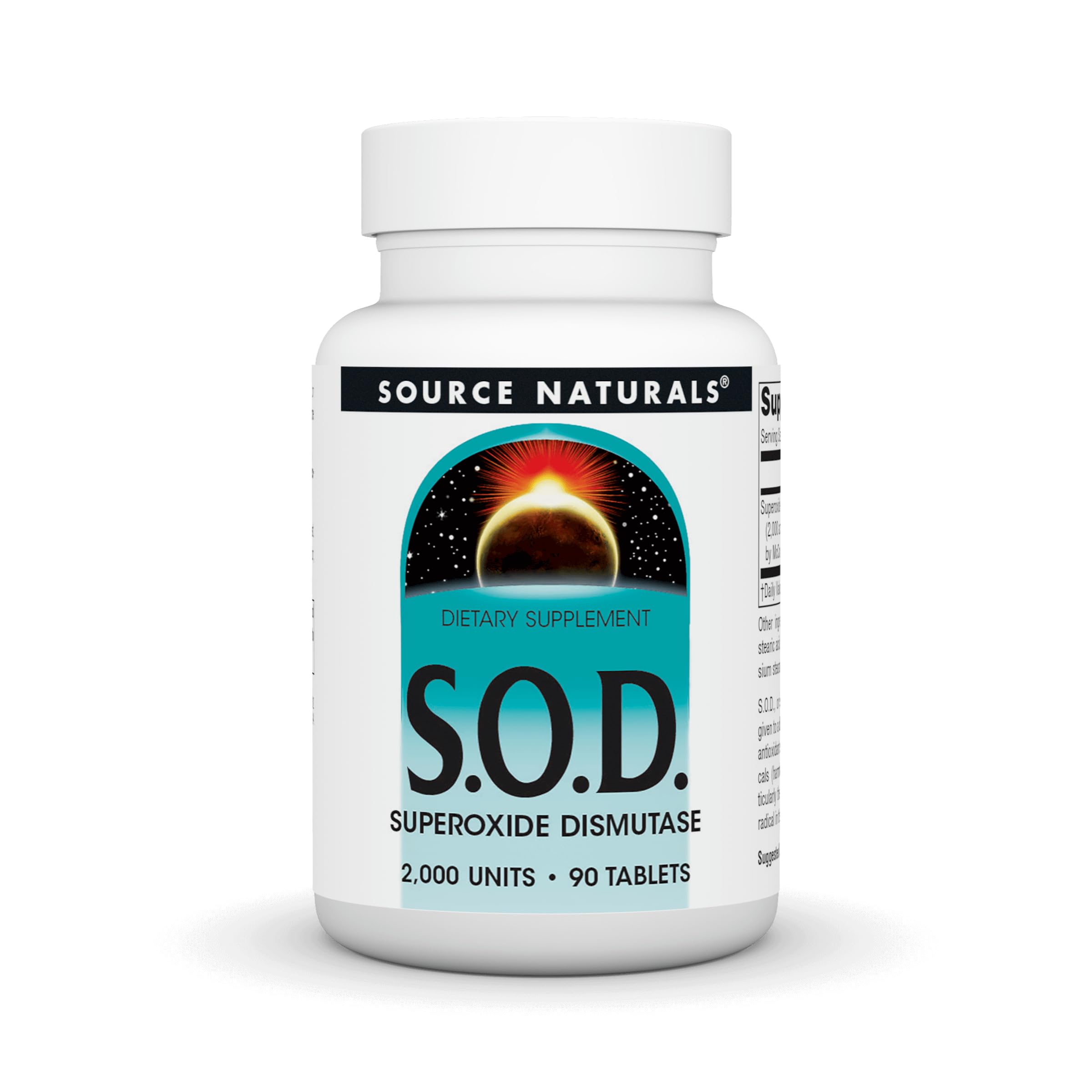 Bottle of Source Naturals S-O-D 90 tablets