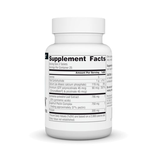 Close-up of Sugar Ban Gymnema Sylvestre Complex bottle label