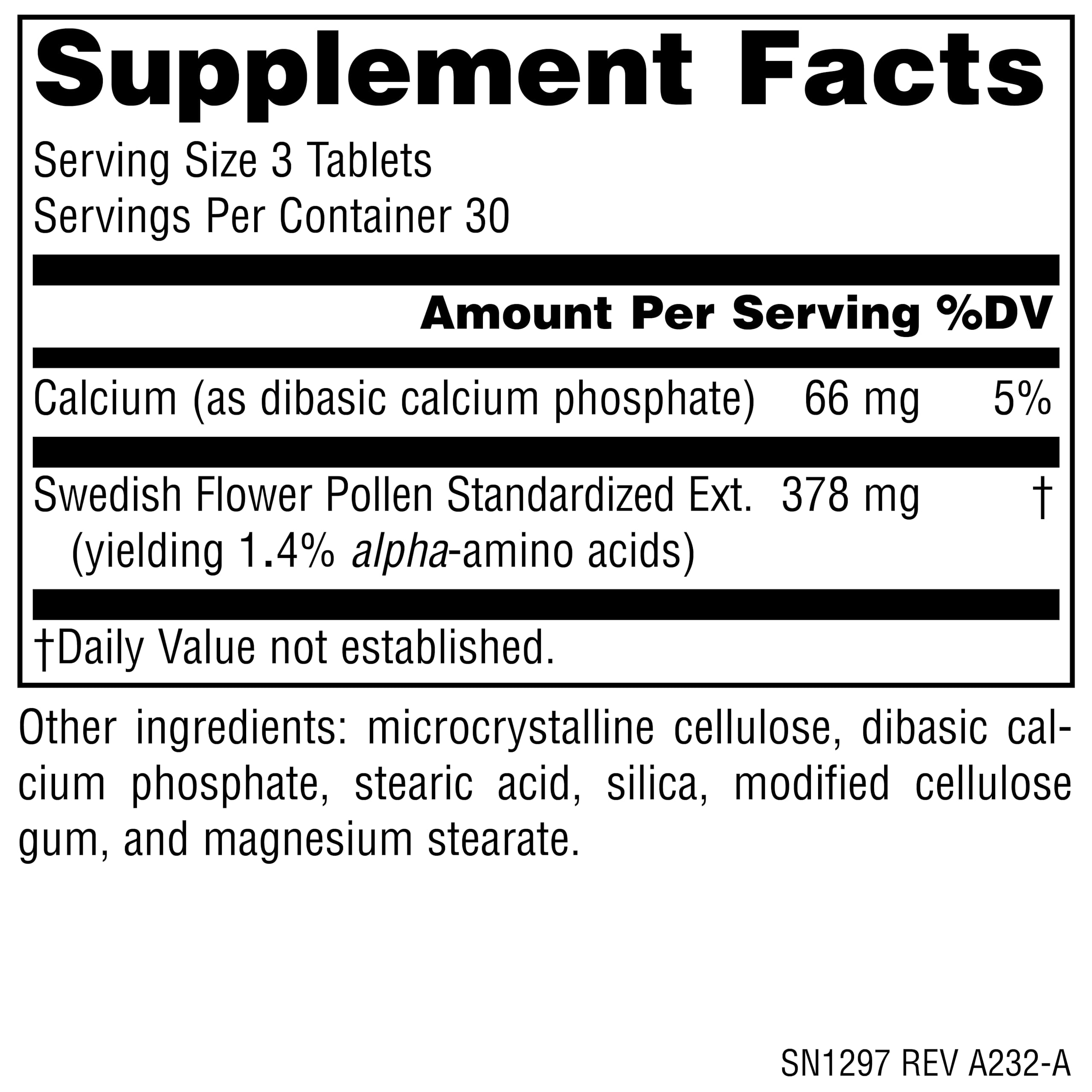 Close-up of Swedish Flower Pollen label