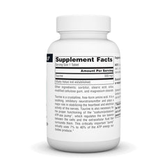 Bottle of Source Naturals Taurine 500 mg 120 count