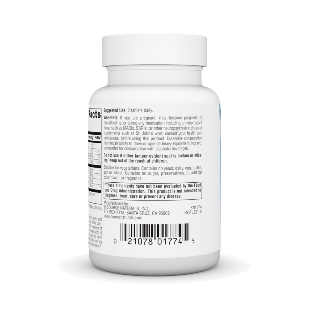 Ingredients listing for Source Naturals Theanine Serene