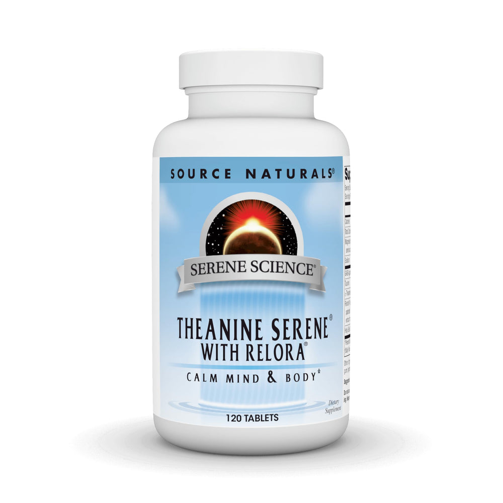 Bottle of Source Naturals Theanine Serene with Relora - 120 tablets, front view