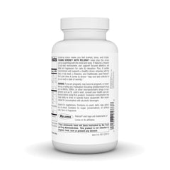 Close-up of ingredients label highlighting L-theanine, GABA, magnesium and Relora