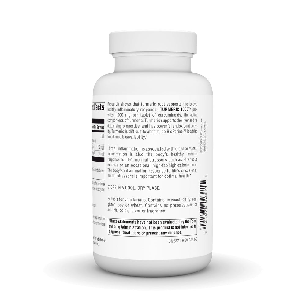 Source Naturals Turmeric 1000 supplement facts panel
