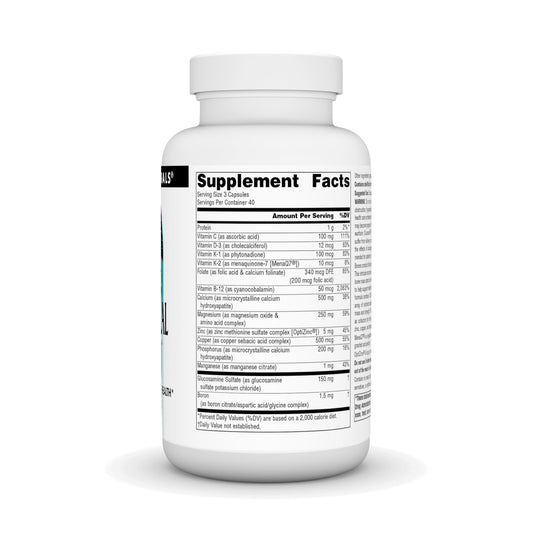 Close-up of Ultra-Cal 1000 bottle label with calcium information