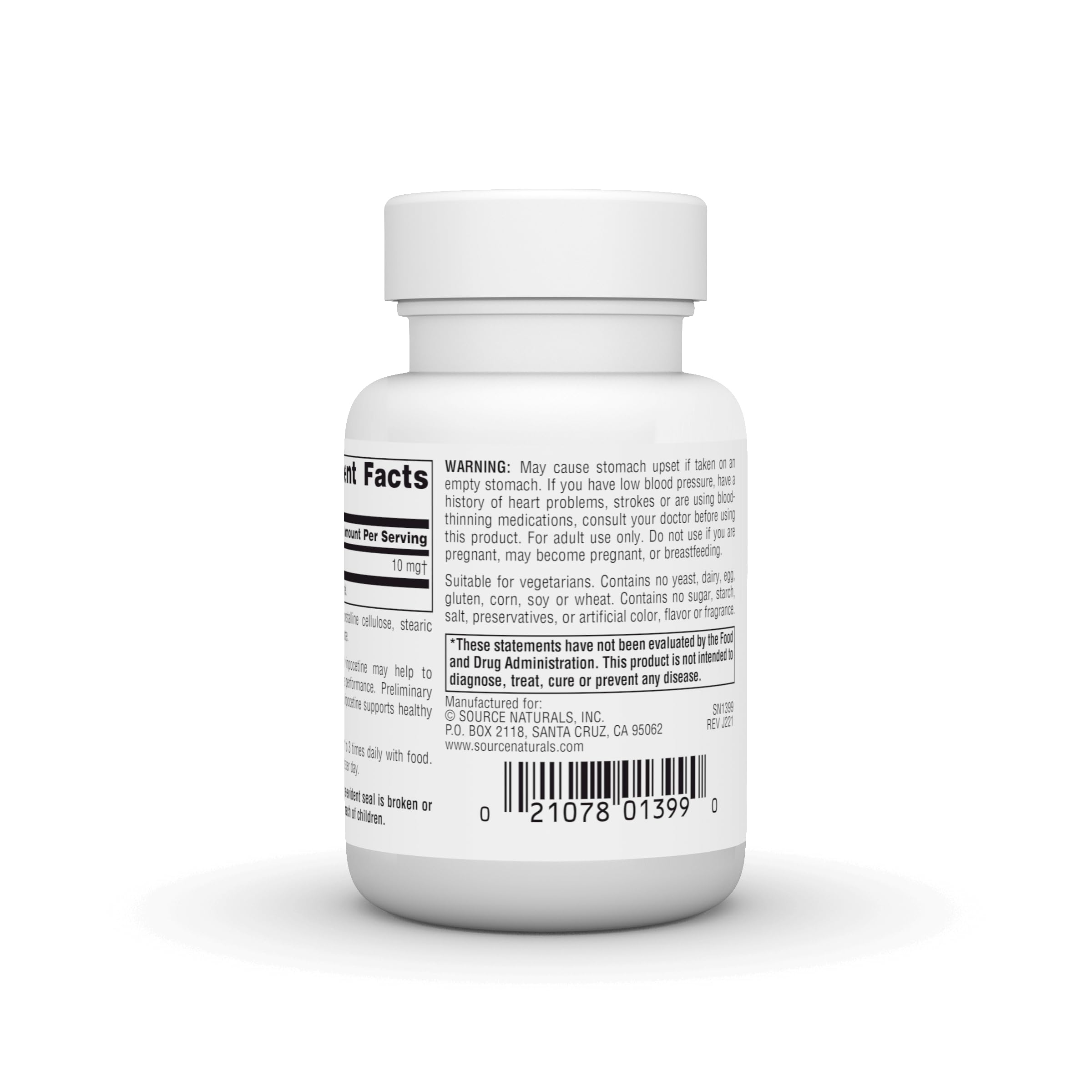 Vinpocetine 10 mg tablets in bottle