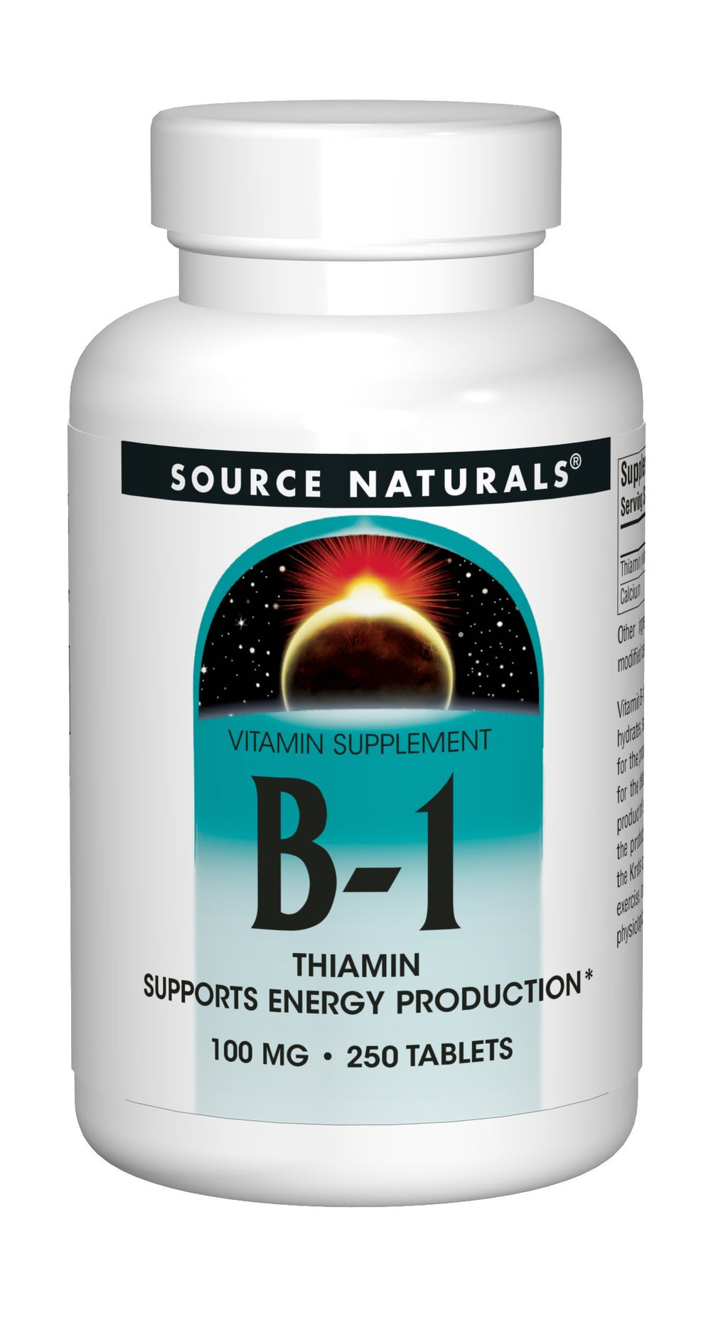 Supplement facts panel for Vitamin B-1 Thiamin 100 mg