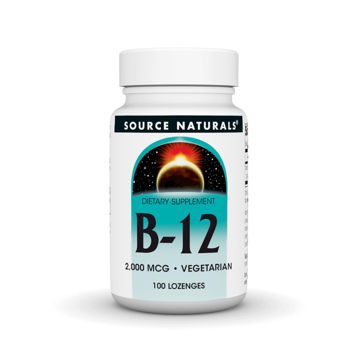 Source Naturals Vitamin B-12 2000 mcg lozenges bottle label