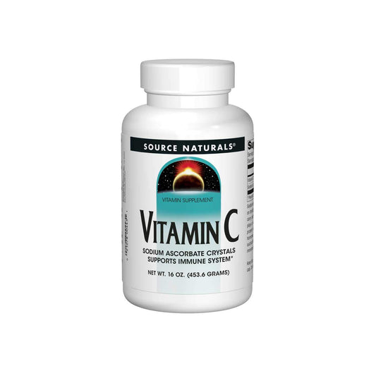 Source Naturals Vitamin C Sodium Ascorbate Crystals 16 oz front view