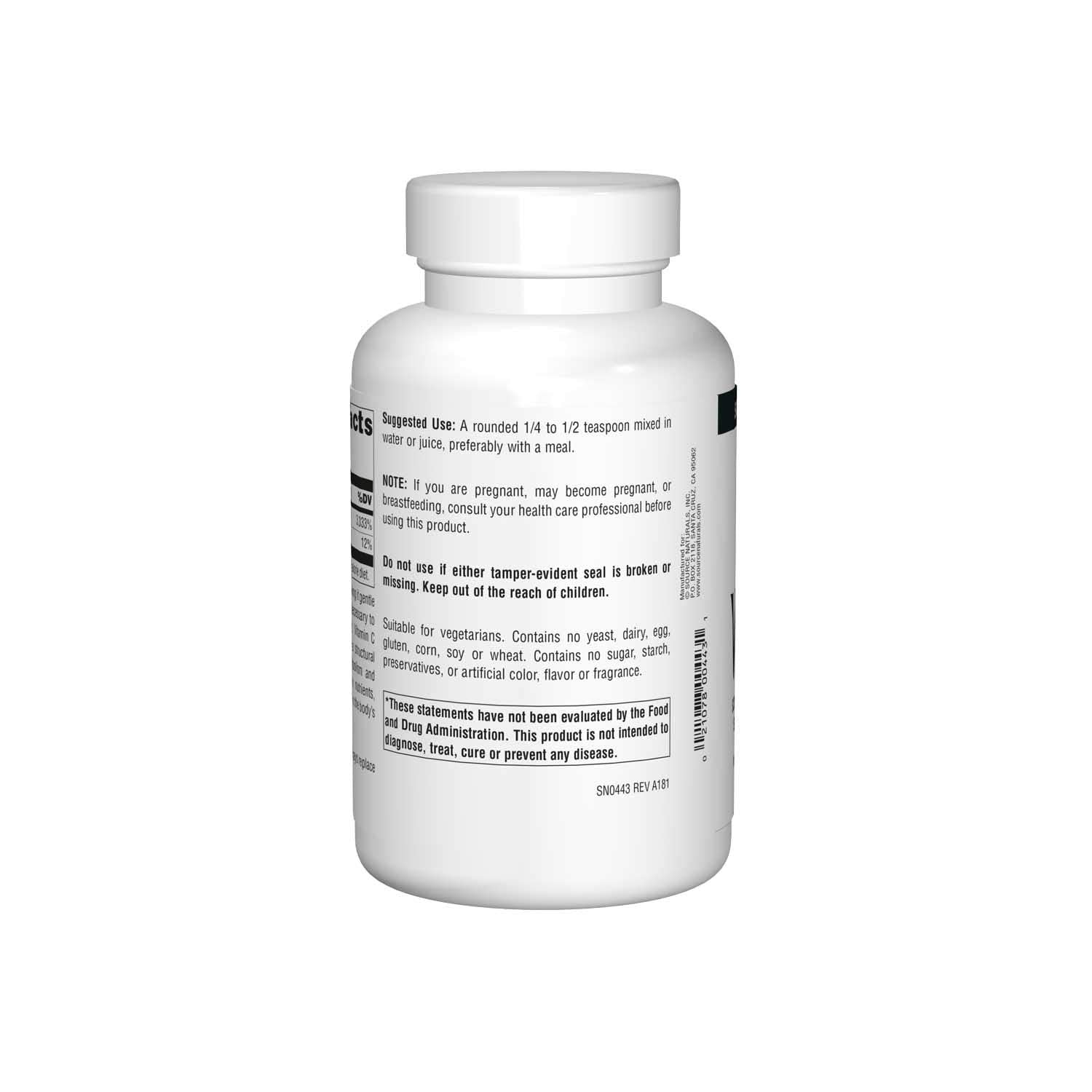 Source Naturals Vitamin C Sodium Ascorbate Crystals 16 oz bottle packaging